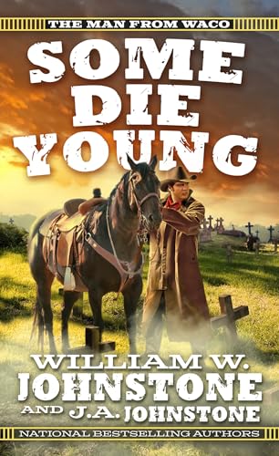 Book cover showing a cowboy with a horse in a cemetery at sunset.