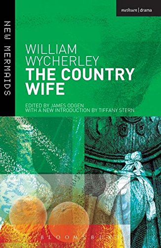 Book cover for The Country Wife by William Wycherley, featuring green and abstract imagery.
