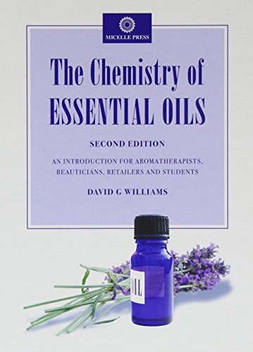 Book cover: "The Chemistry of Essential Oils" with lavender and a vial.