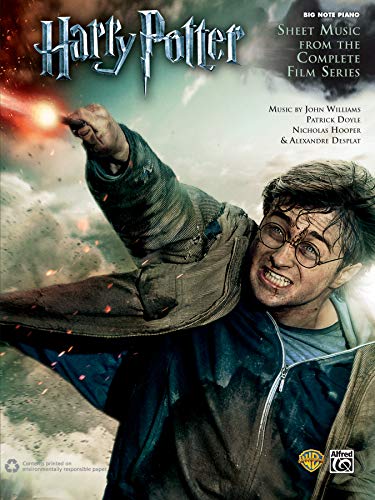 Harry Potter sheet music cover featuring Daniel Radcliffe with a wand.