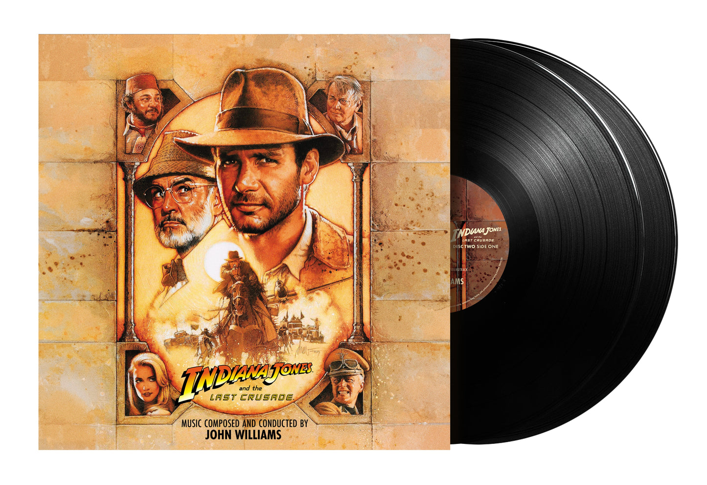 Indiana Jones and the Last Crusade vinyl record with film artwork.