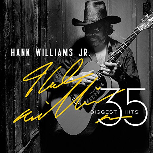 Hank Williams Jr. album cover featuring him with a guitar.