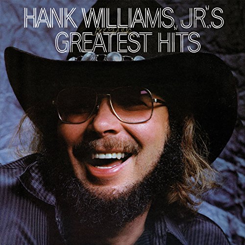 Hank Williams Jr. album cover featuring him in a cowboy hat and sunglasses.