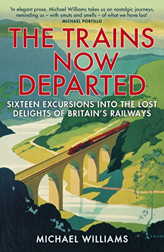 Book cover with red title, illustration of a train on a bridge, and author's name.