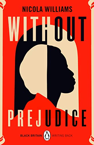 Book cover: “Without Prejudice” with a split-tone face silhouette on red.