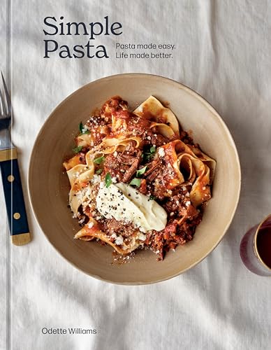 Cookbook cover featuring a bowl of pasta with red sauce and ricotta.