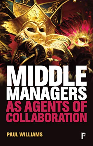 Book cover with ornate masks and bold white text: "Middle Managers...