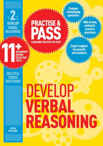 Bright yellow book cover with “11+” and “Develop Verbal Reasoning” text.