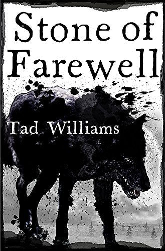 Book cover: “Stone of Farewell” with a dark wolf silhouette.