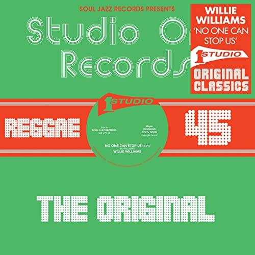 Vinyl record cover for Willie Williams featuring green background, red stripe, and Studio One logo.
