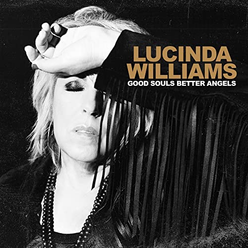 Lucinda Williams album cover: woman with shadowed face and beaded necklace.