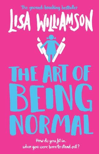 Book cover: pink background, blue text, and stylized figures.