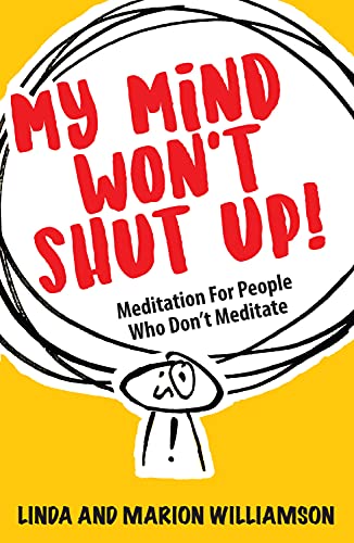 Book cover with a yellow background, a stick figure, and a scribbled thought bubble.