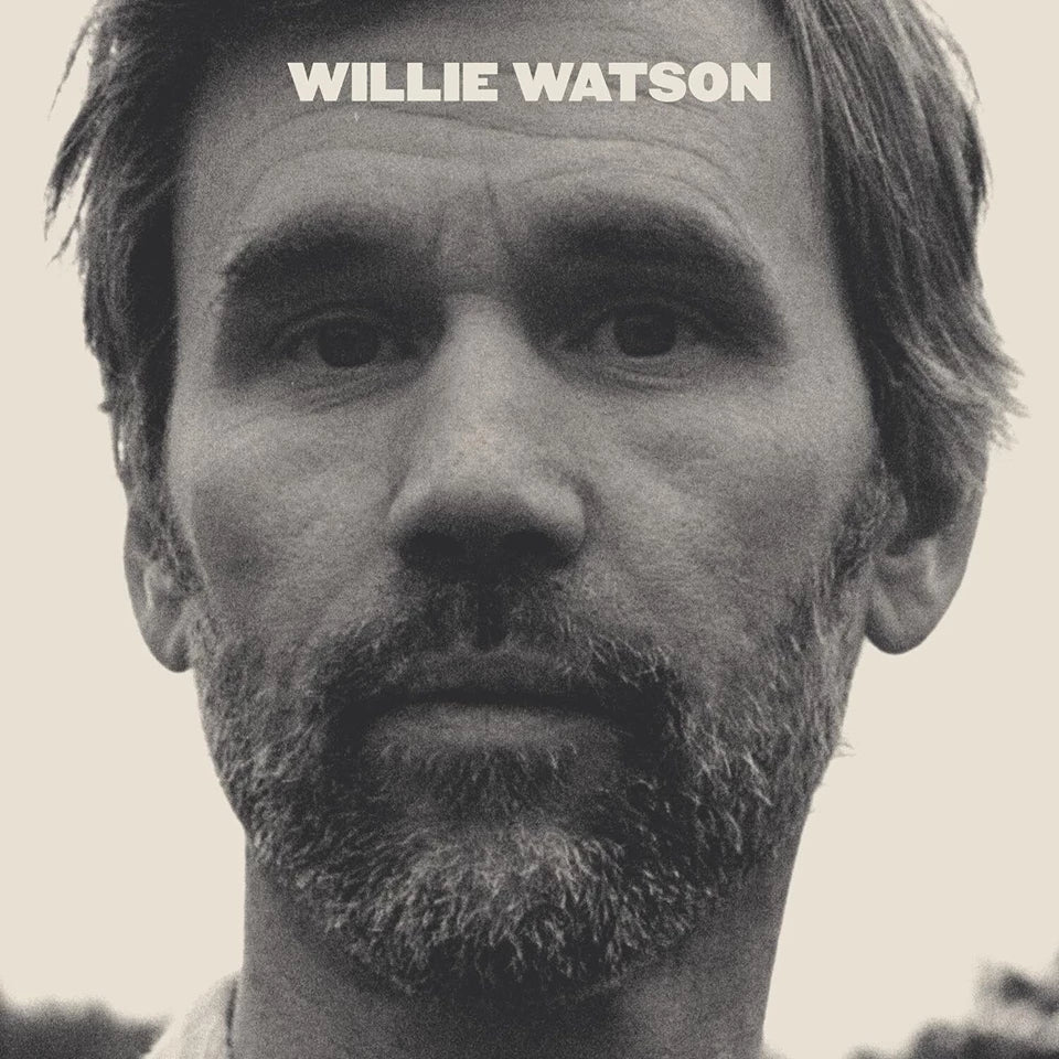 Black and white portrait of Willie Watson, a bearded man, for a CD.