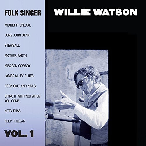 Album cover with black and white photo of man playing guitar, song list on left.