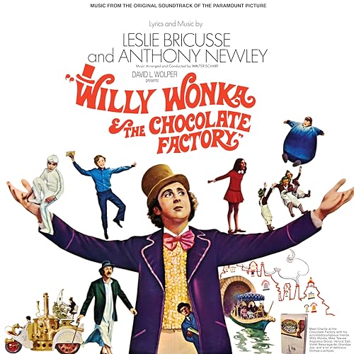 Willy Wonka & The Chocolate Factory" vinyl record cover with illustrated characters.