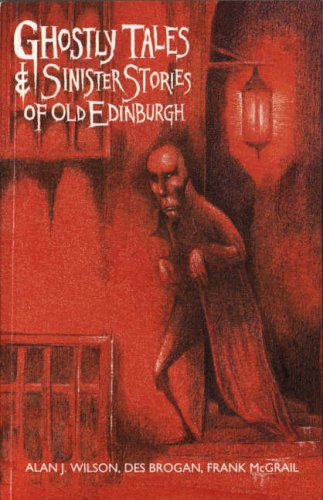 Book cover: ghostly figure in red tones, Edinburgh tales, dark illustration.