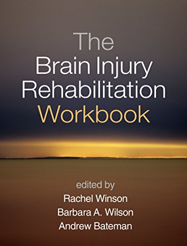 Cover of "The Brain Injury Rehabilitation Workbook" with blurred landscape.