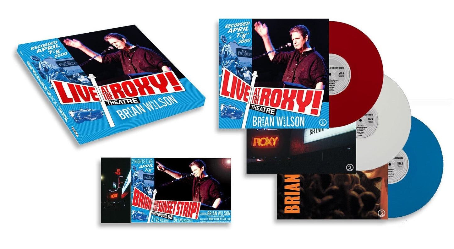 Brian Wilson "Live At The Roxy Theatre" vinyl record packaging and discs.