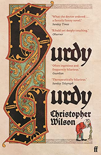 Book cover with medieval-style illuminated lettering, title text, and a small illustration of a figure.