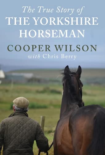 Book cover showing a man in a flat cap walking a horse in fields.