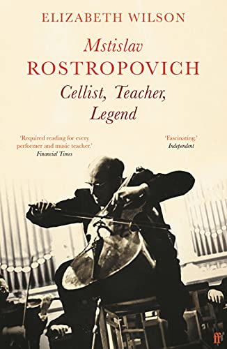 Book cover featuring Mstislav Rostropovich playing the cello in silhouette.