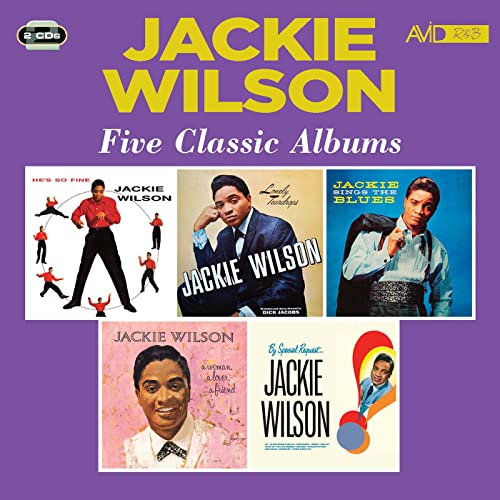 Jackie Wilson album cover featuring five classic album artworks and portrait.