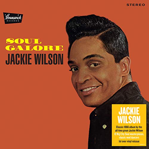 Jackie Wilson's "Soul Galore" vinyl record with cover and label details.