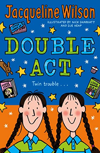 Book cover for Double Act featuring two smiling girls with long braided hair.