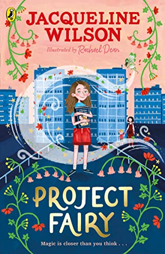 Book cover: girl with book, city backdrop, swirling magical elements.