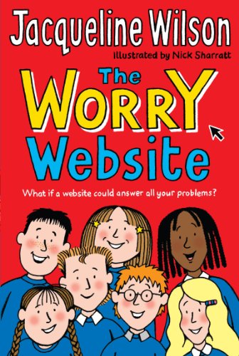 Book cover: "The Worry Website" by Jacqueline Wilson, with children illustrated.