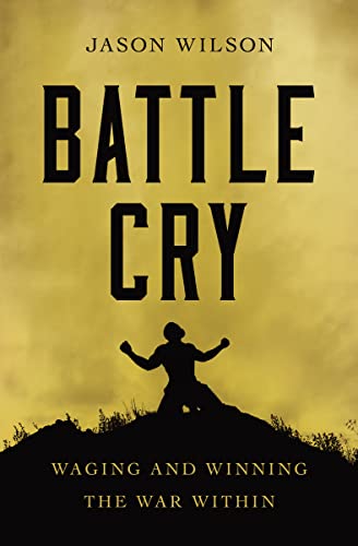 Book cover: "Battle Cry" with silhouette of person on a hill.