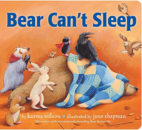Book cover: Bear surrounded by various animals, unable to sleep.