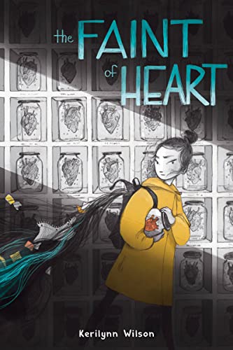 Book cover: girl with backpack, wall of hearts in jars.