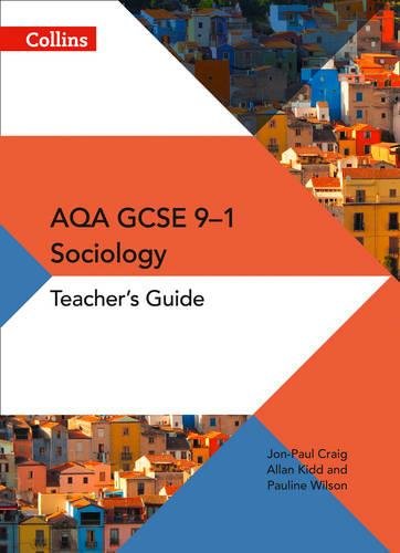 AQA GCSE 9-1 Sociology Teacher’s Guide book cover with colorful buildings.