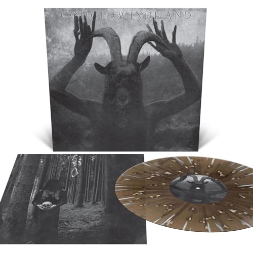 Vinyl record cover with demonic imagery and a marbled vinyl disc.