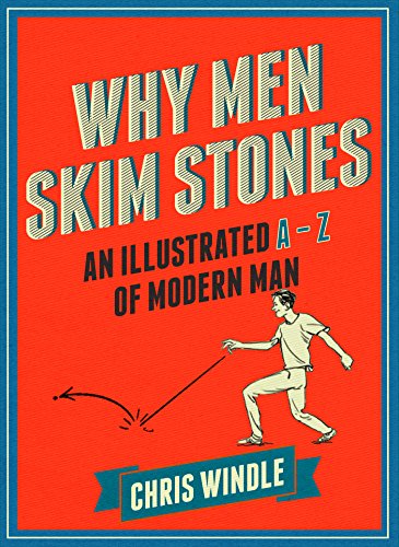Book cover: red background, man skimming stones, bold title text.