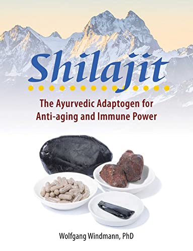 Book cover featuring Shilajit, mountains, and supplement forms.