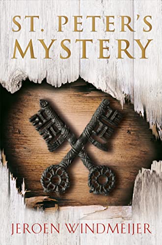 Book cover: “St. Peter’s Mystery” with crossed antique keys on wood.