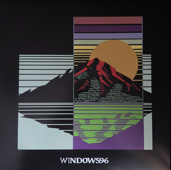 Vinyl album cover with stylized mountain, sun, and geometric lines.