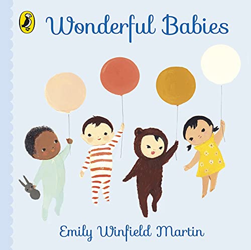 Book cover with illustrated babies reaching for colorful balloons.
