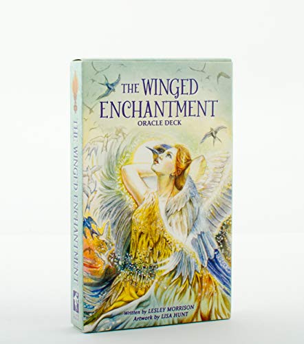 Box cover of The Winged Enchantment Oracle Deck featuring an illustrated angel and birds.