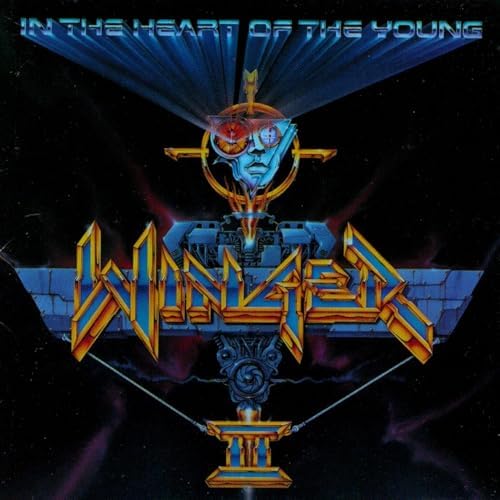 Album cover for Winger’s “In The Heart Of The Young” with metallic imagery.