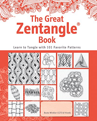 Book cover titled The Great Zentangle Book featuring various black and white line patterns.