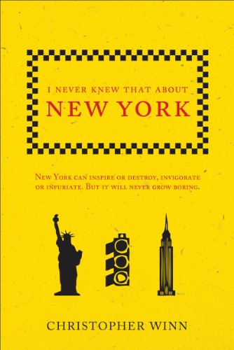 Yellow book cover with silhouettes of Statue of Liberty, Empire State Building, and traffic lights.