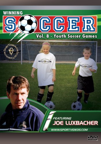 DVD cover featuring two children playing soccer and coach Joe Luxbacher on the field.
