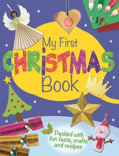 Colorful children’s Christmas book cover with crafts, angel, and star.
