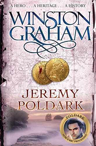 Book cover for Jeremy Poldark by Winston Graham featuring gold coins and a coastal scene.