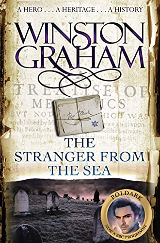 Book cover for "The Stranger From The Sea" by Winston Graham, featuring a portrait and landscape.