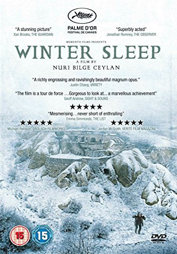 DVD cover for "Winter Sleep" featuring a snowy landscape and building.